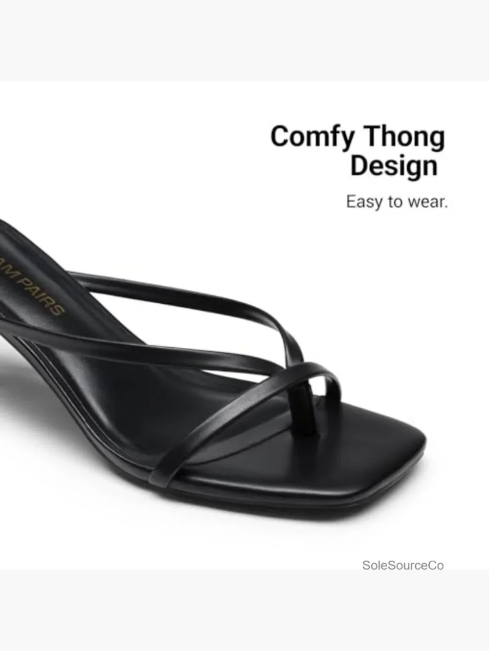 Kitten Heels Women Square Toe Thong Sandals Slides Strappy Low Heel Dress